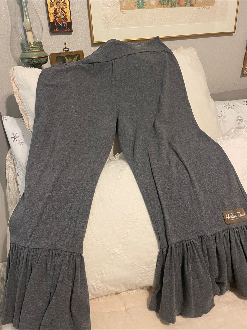 Matilda Jane Dark Gray Ruffle Hem Cropped Pants
